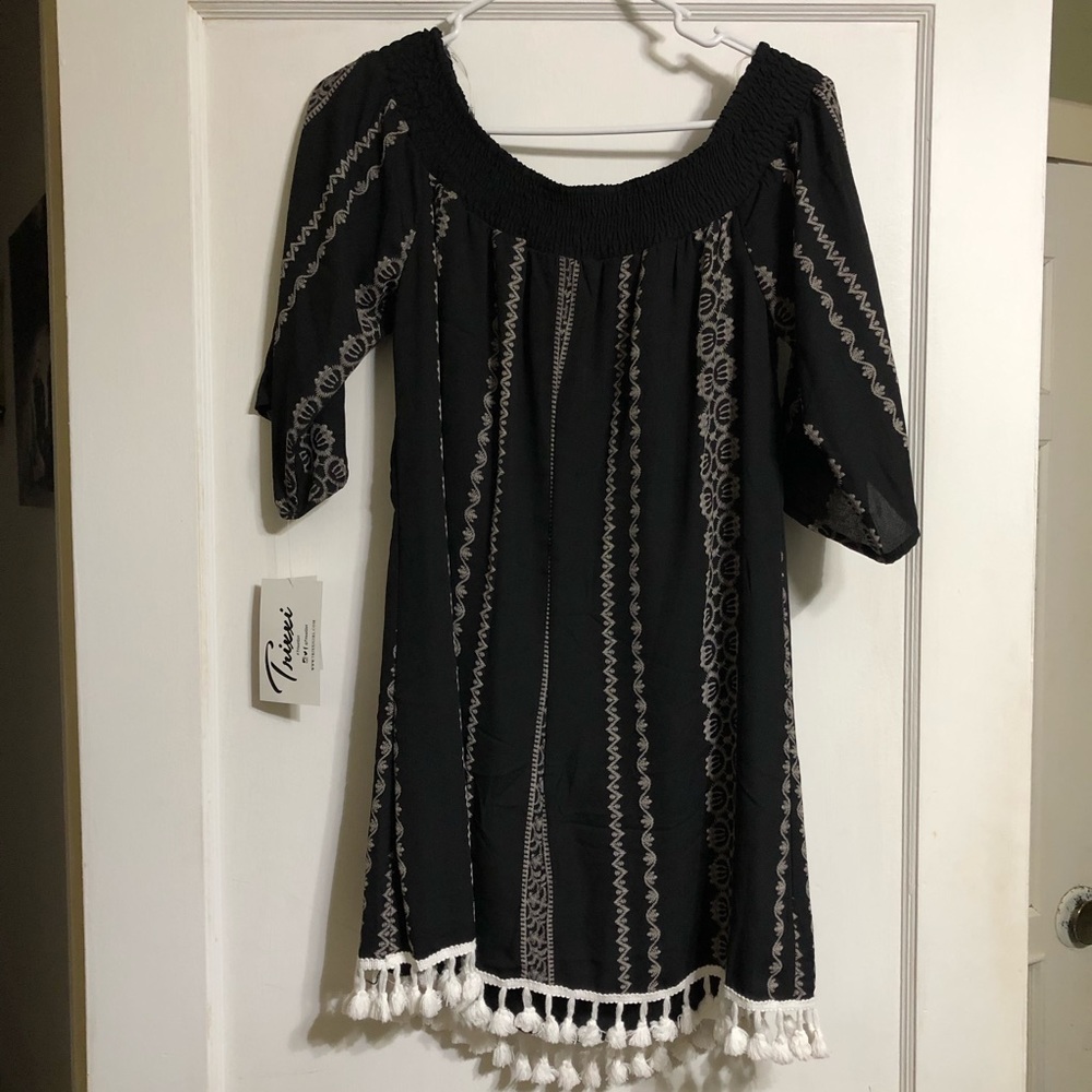 Boho fringe dress black NWT size small